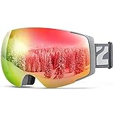 ZIONOR Lagopus X4 Skibrille Verspiegelt Snowboard Brille Magnet Zweilagiges Objektiv Kugelförmiges Design Anti-Fog UV-Schutz Anti-Rutsch-Gurt Schneebrille für Herren Damen