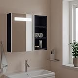 CIADAZ Spiegelschrank mit LD- Grau 60x13x52 cm, Alibertschrank Bad, Badschrank, Badezimmerschrank, Badezimmerspiegelschränke, Badezimmer-spiegelschrank - 357970