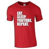 EAT. Sleep. YouTube. Repeat. Tshirt Tee Top Funny Youtuber Mens Kids Children's