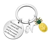 LUXYSODE - Ananas-Schlüsselanhänger mit Initialen-Anhänger – Sei eine Ananas-Schlüsselanhänger, Geschenke für Frauen und Männer