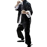 G-LIKE Kung Fu Uniform Set - Chinesische Klassische Kampfkunst Tai Chi Wushu Wing Chun Bruce Lee Dreiteilig Kostüm Herren Damen Kleidung Baumwolle Tang Anzug - Schwarz (L)