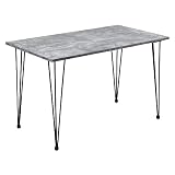 [en.casa] Design Esstisch 'Kiel' in Beton-Optik 120x70cm - Küchentisch Esszimmertisch Tisch mit Hairpin-Leg