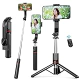 EASERIA Selfie Stick Kompatibel mit iPhone Samsung, Handy Stativ für Live-Streamer, Smartphone Selfiestick & Tripod mit Abnehmbarer Handyhalterung und Fernbedienung, Koppelbar mit Handy B