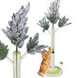 MASTERTOP Kratzstamm für Katzen,130cm Groß Kratzbaum mit Weicher Boden und Ball Spielzeug,Top Weihnachtsbaum Design, Natürlichem Sisalseil Kratzsäule für Kätzchen im Haus