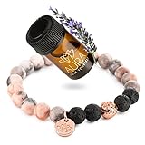 AURA LOVE YOURSELF Lava Rock Armband, Anti Angst Armband für Frauen, Stress Relief Yoga Perlen in Aromatherapie ätherisches Öl Diffusor Armband mit ätherischem Lavendel Öl, Entspannung Geschenk