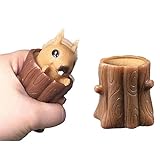 Jiudong Squirrel Cup Kinder Spielzeug Silikon Dekompression Böser Baumstumpf Niedliche Miniatur-Teleskop-Stifthalter Stressabbau Geschenke für Kinder Erwachsene