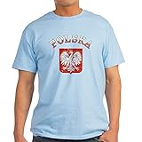 CafePress T-Shirt Polska Wappen, 100 % Baumwolle Gr. M, hellblau