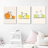 Abstrakte Mode Fahrrad Zitrone Orange Frucht Druck Leinwand Gemälde Küche Dekor Nordic s Minimalistische Wandkunst Bilder 30x45cm (12x18in) x3pcs Ungerahmt