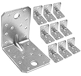 OMIDEAS 10 x Winkelverbinder mit Sicke (70 x 70 x 55 x 1.5) Lochwinkel Bauwinkel Holzverbinder Schwerlast Verbinder Winkel, Silber Verzink