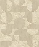 Rasch Tapete 521337 - Vliestapete mit Kreisen und Linien in Greige aus der Kollektion Concrete - 10,05m x 0,53m (LxB)