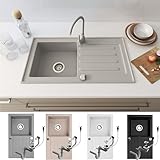 Faizee Möbel Granitspüle 75x44 Küchenspüle Spülbecken inkl. Siphon Granit G