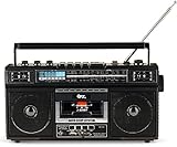 QFX J-220BT Bluetooth Radio AM/FM Cassette Player/Recorder (Black)