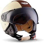 MOTO Helmets® H44 „Vintage Creme“ · Jet-Helm · Motorrad-Helm Roller-Helm Scooter-Helm Bobber Mofa-Helm Chopper Retro Cruiser Vintage Pilot Biker · ECE Visier Schnellverschluss Tasche XL (61-62cm)