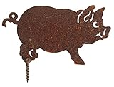 Manufaktur-Lichtbogen Rost Schwein zum Einschrauben Edelrost Gartendeko aus Metall Glücksschwein