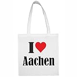 Reifen-Markt Tasche I Love Aachen Größe 38x42 Farbe Weiss Druck Schwarz