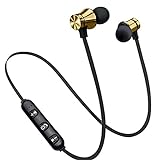 Colorful In-Ear Kopfhörer, kabellose Bluetooth CSR4.1 Headphones mit Mikrofon, hängender Hals Sport Gaming Headset (Gold, One Size)