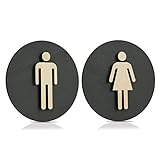 WC Schild Anthrazit Holz Toilettenschild Toilette Türschild Damen Herren (Damen Herren, Ø 24cm)