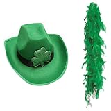 Rebellious StPatrick Cowboyhut mit Schal Irish Kleeblatt Hut Irish Nationalfeiertag Karneval Zubehör