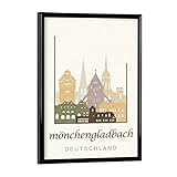 artboxONE Poster mit schwarzem Rahmen 18x13 cm Städte Mönchengladbach Rustic Skyline - Bild mönchengladbach