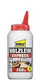 UHU Holzleim Express Flasche, Universeller und besonders schnelltrocknender Weißleim - geeignet für alle üblichen Holzarten und -verklebungen, 250 g