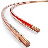 deleyCON 10m Lautsprecherkabel 2x 1,5 mm² - reines Kupfer - OFC Speaker Cable Kabel - Audio Boxenkabel für HiFi Lautsprecher & Surround - Polaritätskennzeichnung - Transparent