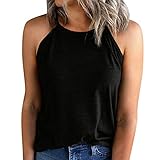 Eaylis Damen Sexy Print schmale Passform Westen O-Ausschnitt Halter T-Shirt Tank ärmellose Bluse, Lässiges Tuniken Sweatshirt Oberteile Elegant Jumper Kontrastfarbene Streetwear Blusen Bluse Tops