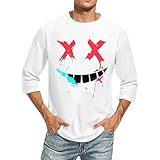 Bauzuoyo Herren Oversized T-Shirt Smiling Face Smile Trend Print Aufdruck Retro Tops Vintage Streetwear Sport Casual T-Shirt Männer Schwarz Gym Oberteil Sommer Kurzarm T Shirts Streetw