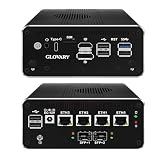 Glovary Firewall Computer Mini PC Dual 10GbE SFP+ Quad Core N100, 4 x i226V 2.5GbE LAN, DDR5 8GB RAM 128GB NVMe SSD, Micro Computer Hardware, 10Gbit TypeC, AES-NI, Windows 11 Pro, OPN