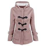 ANHATUIV Wintermäntel für Damen, Fleecefutter, warmer Kapuzen-Trenchcoat mit Fellkapuze, Hornknebeln, Damenduffle, Vintage-Parka, Oberbekleidung, lockere Passform, Übermantel, leichte Windjacke,