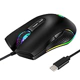 Ecverbyh USB C Maus Typ C Ergonomische kabelgebundene Maus RGB Gaming Maus Optische Maus