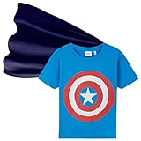Marvel T-Shirt Jungen, Avengers T Shirt für Kinder und Jugendliche, Cool T Shirt Jungs mit Kap 4-14, Geschenke für Kinder (Blau, 5-6 Jahre)