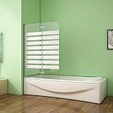 Aica Sanitär Badewannenaufsatz Duschabtrennung 120x140cm 2-teilig Faltbar Gestreifte Duschwand für Badewanne/Links