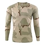 Taktisches T-Shirt für Herren in Tarnfarben Rundhals Combat Shirt Tactical Long-Sleeves Herren Militär Ausrüstung Hemd Slim-Fit Fitness Enges & langes schnelltrocknendes M