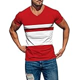 Zhiyao Herren T-Shirt 3D Druck Tee Shirt Sommer Oberteile Slim Fit Casual Hemd Bluse Rundhals Ausschnitt T-Shirt für Männer XL Rot