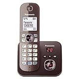 Panasonic KX-TG6821GA DECT Schnurlostelefon mit Anrufbeantworter (strahlungsarm, Eco-Modus, GAP Telefon, Festnetz, Anrufsperre) mocca-braun