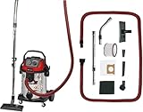 Einhell Nass-Trockensauger TE-VC 2025 SACL (Staubschutzkl. L, für Staubpartikel mit AGW-Werten 1 mg/m³, 25l-Edelstahltank, Filterreinigung, Gerätesteckdose, inkl. Düsen u. Filter), Rot , Schw