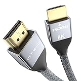 Zertifiziert HDMI 2.1 Kabel, Ultra HD 8K HDMI Kabel 48Gbps High Speed 8K@60Hz 4K@120Hz, Unterstützt Dynamisch HDR, Dolby Vision, 3D, eARC Kompatibel mit PS4/PS5, Xbox Series X, Apple TV und Mehr (1M)