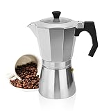 ROSSETTO Espressokocher 14 Tassen aus Aluminium, Espresso Mokka Maker Mokkakanne italienische kaffeekocher mit Durchsichtigem Deckel 700 ml für Elektro-, Keramik- oder G