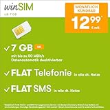 Handytarif winSIM z.B. Allnet Flat 7 GB – (Flat Internet 5G 7 GB, Flat Telefonie, Flat SMS und Flat EU-Ausland, 12,99 Euro/Monat, monatlich kündbar) oder andere Tarife
