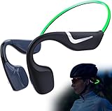MONODEAL Knochenschall Kopfhörer, Open Ear Kopfhörer Bone Conduction Headphones Bluetooth 5.3 Grün mit Intelligentes Licht, 20H Spielzeit, IPX7 wasserdichte Sportkopfhörer für Läuft R