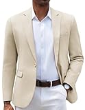 COOFANDY Lässiger Herren-Blazer, schmale Passform, Sportmäntel, ein Knopf, stilvolle Business-Anzugjacke, Beige, M