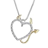 Kreative Halskette in Herzform, Teufelsbild, Legierung und Diamant, europäische und amerikanische Persönlichkeit Halskette Schlüsselbein
