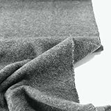 TOLKO 50cm warmer Wolljersey für Rock Blazer Jacke Umhang | Weicher elastischer Wollstoff wie Walkloden 145cm breit | Stoffe zum Nähen Jersey Stoff Meterware Kleiderstoff (Grau)