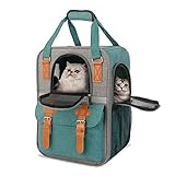 HIKEMAN Hundebox Faltbar Transportbox Katze - Atmungsaktive Hundetasche Chihuahua,für Haustiere Reisen im Flugzeug,Auto oder Zug (Grün)
