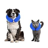 Barley Ears Aufblasbares Haustierschutz-Halsband für kleine Hunde und Katzen nach Operationen, verhindert Beißen und Kratzen, weiches Material, verstellbare Schnalle, Blau (S)