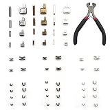 VEGCOO 24 Sets Aus Reißverschluss Reparatur Set Metall Slider Zipper Reißverschluss Endstück Unten U-förmiger+1 Rote Schwarze Aufsatzzange für Code Reißverschluss Reparatur (60 Stück)