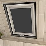 Eurohome Thermo Dachfenster Rollo ohne Bohren Sonnenschutz Verdunkelungsrollo mit Saugnäpfen für Velux Fenster Grau 76x98 cm
