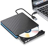 Externes CD DVD Laufwerk, USB 3.0& USB C CD Laufwerk, tragbare DVD/CD Lesegerät PC Player niedriger Lärm/Slim Superdrive für Laptop, Desktop, Mac, MacBook, Windows 10/8/7, Linux, Vista, MacOS