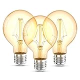 B.K.Licht I 3er Set I LED Lampen I G80 Edison Vintage Glühbirne I Retro Glühlampe I E27 I 4W I warmweiße Lichtfarbe 2200K I 320 lm I Filament