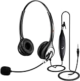 Arama Headset PC Headset with Noise Cancelling & Call Controls Headset Mit Mikrofon Kopfhörer Mit 3.5mm Kabel Headset Laptop PC Headphones for Office，Business（A602MP）